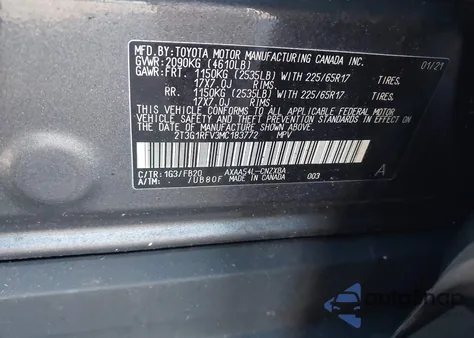2021 Toyota Rav4 Le from USA, damaged, VIN 2T3G1RFV3MC183772